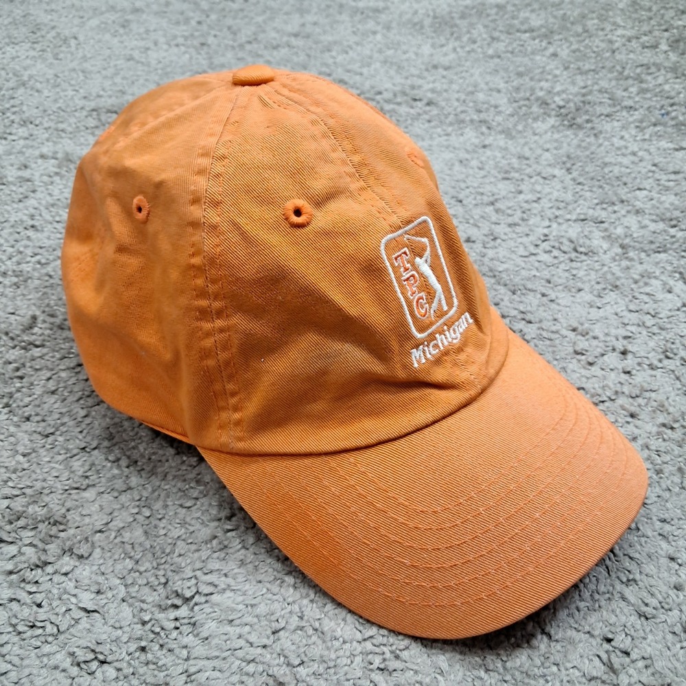 Imperial TPC Michigan Golf Hat Orange Cotton Adjustable Dad Cap H46